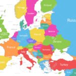 Accueil 183310401 europe with parts of asia multicolored detailed map individual states and islands and sea with